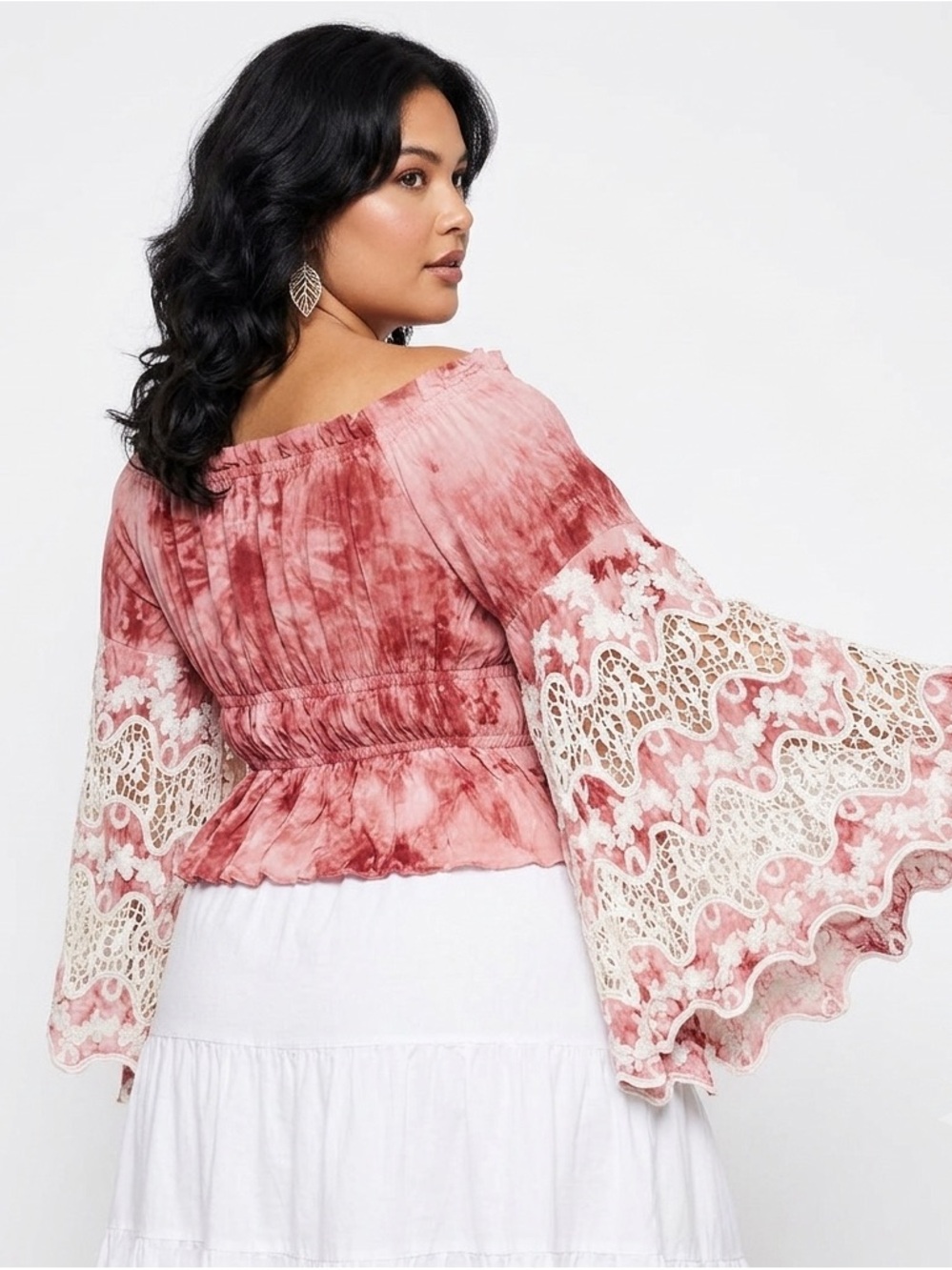 VENUS Rose Tie-Dye Off-Shoulder Bell Sleeve Blouse 🧚‍♀️